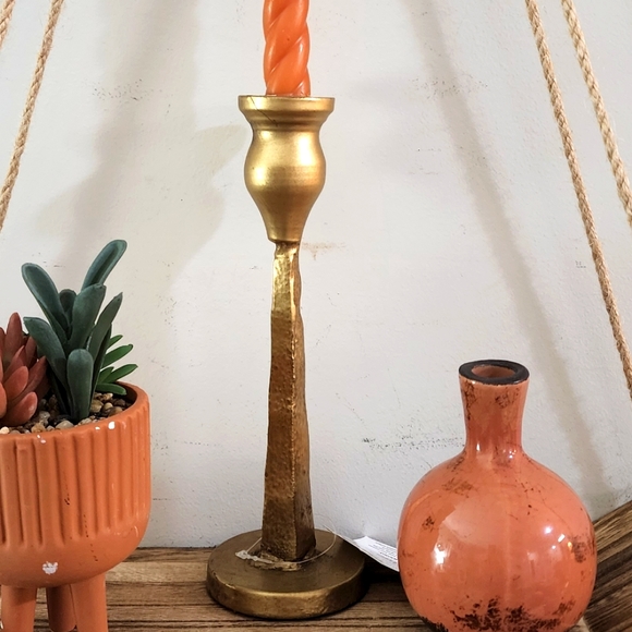 Hobby Lobby Accents 9 Distressed Gold Metal Candlestick Holder